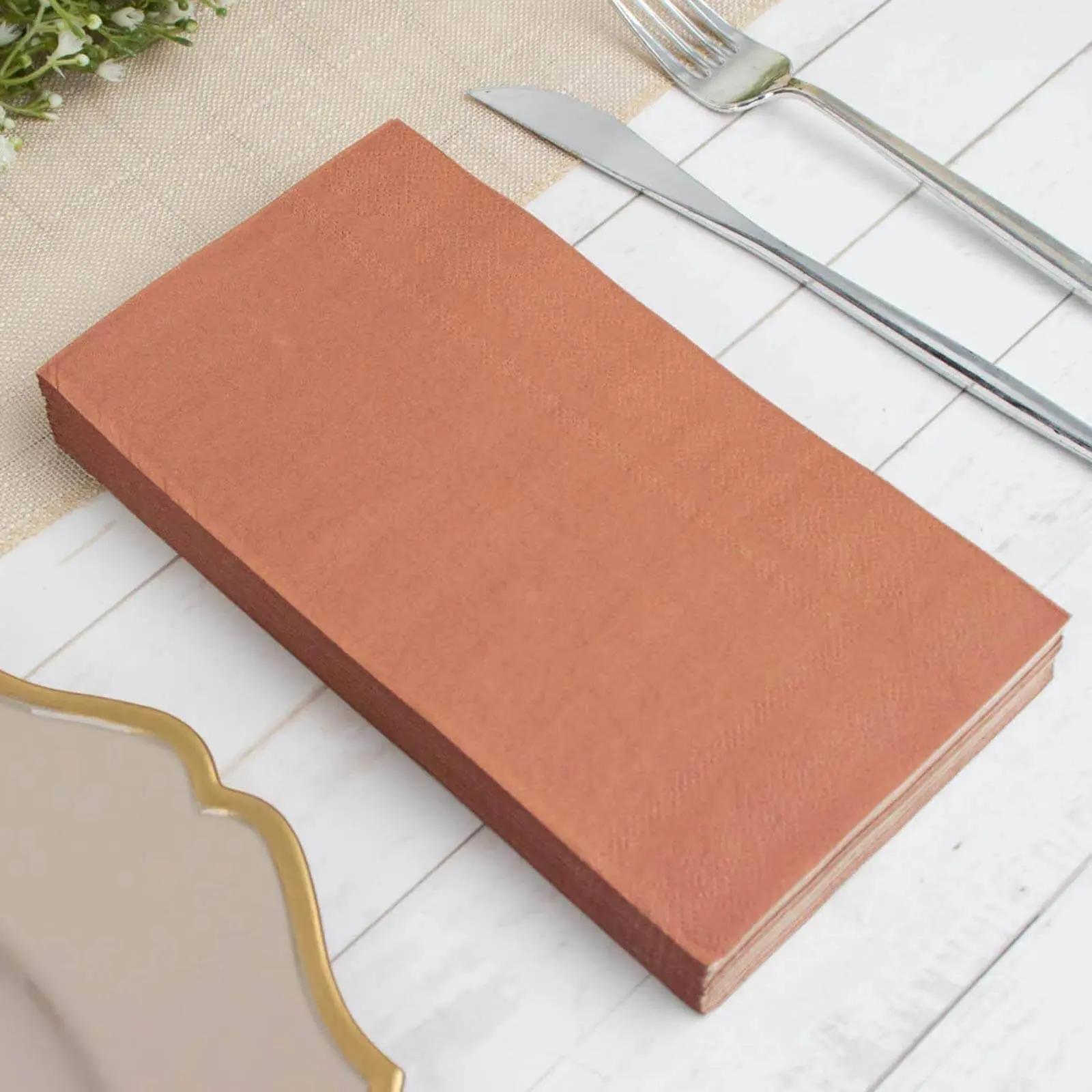50-Pack 2-Ply Soft Terracotta (Rust) Single-Use Paper Napkins, Kitchen Tableware for Dinner Parties, Dinners, Birthdays, Weddings
