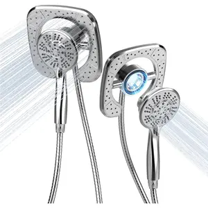 Shower  Handheld  Combo 10 Mode  Settings  2-in-1 High  Dual Showerhead Auto- Square Combination, Chrome