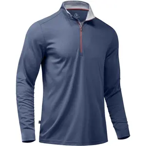 Golf Quarter Zip Pullover for Men Mock Neck Sweatshirt Lightweight Sun Protection Men's Long Sleeve Golf Shirt