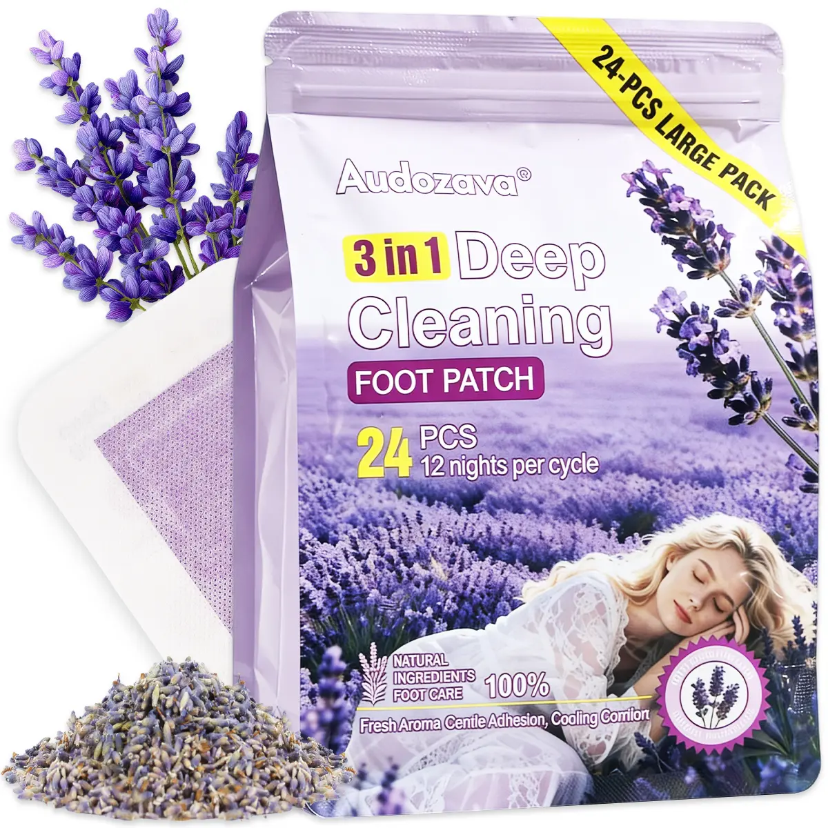 Lavender Foot Mat - Deep Cleaning Natural Herbal Foot Patch -Pack of 24
