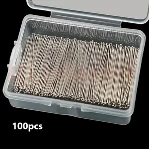 100pcsStainless Steel Straight Pins, Durable Fine Satin Pins for Jewelry Making, Sewing Crafts with Plastic Boxes