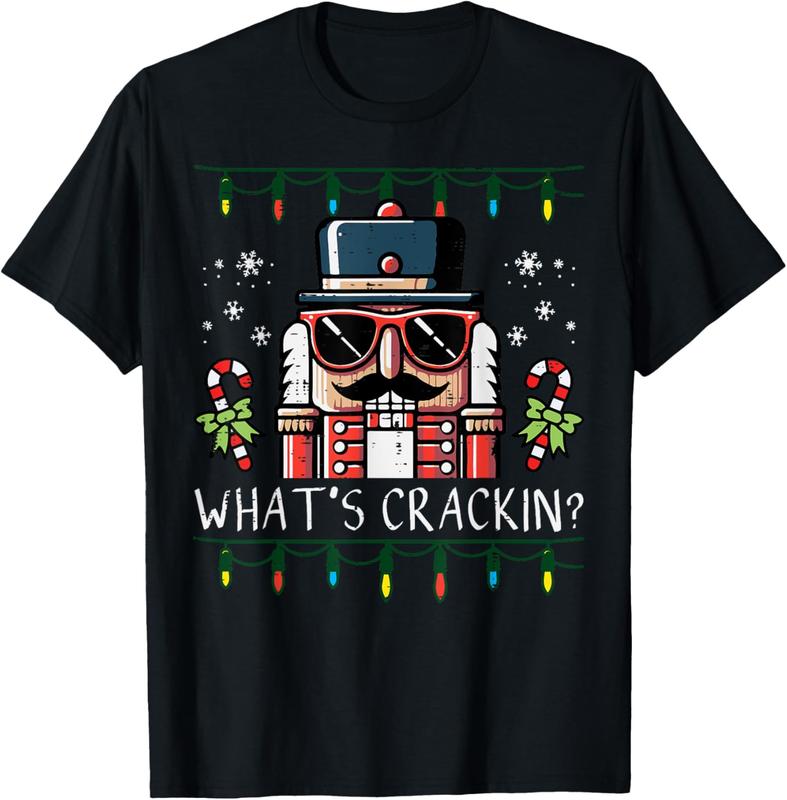 100% Cotton Christmas Nutcracker Whats Crackin Funny Xmas Men Women T-Shirt