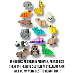 Micro Mini Pocket Buddies 3D Printed Assorted Mixed Packs| Articulated Animals Fidget Figurines. Desk Buddies for Collectors and Decor.