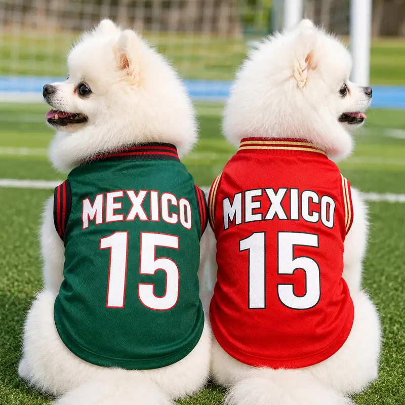 Pet Sports Jersey Clothing - Lightweight Breathable Fabric Sleeveless Mesh Puppy Clothes Vest, Cute Soccer Graphic Print Costume for Small-Medium Dogs/Cats, Game Day, Walks