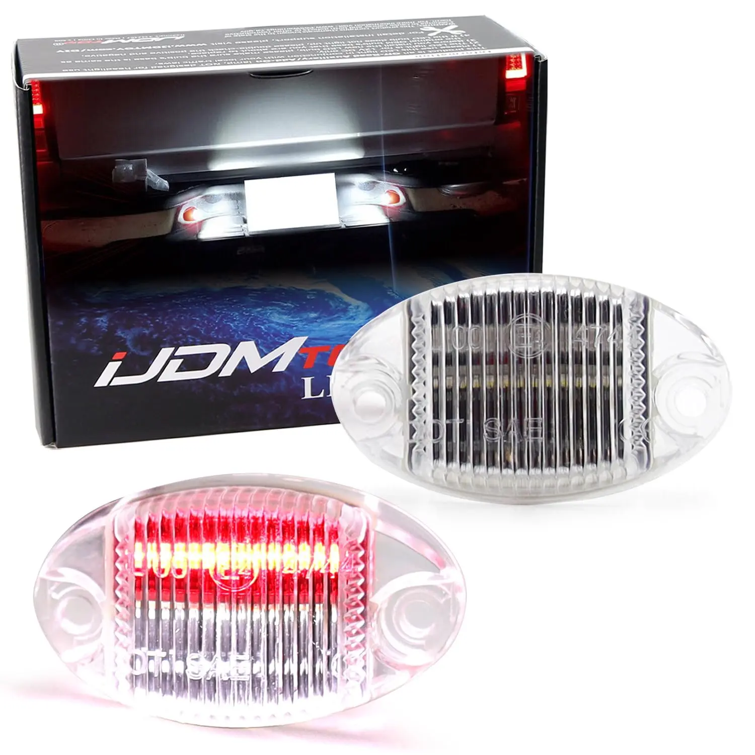 iJDMTOY White LED w/ Accent Red LED License Plate Light Kit For Dodge 1994-2001 RAM 1500 2500 3500, Powered By 18-SMD White & Red LED Diodes