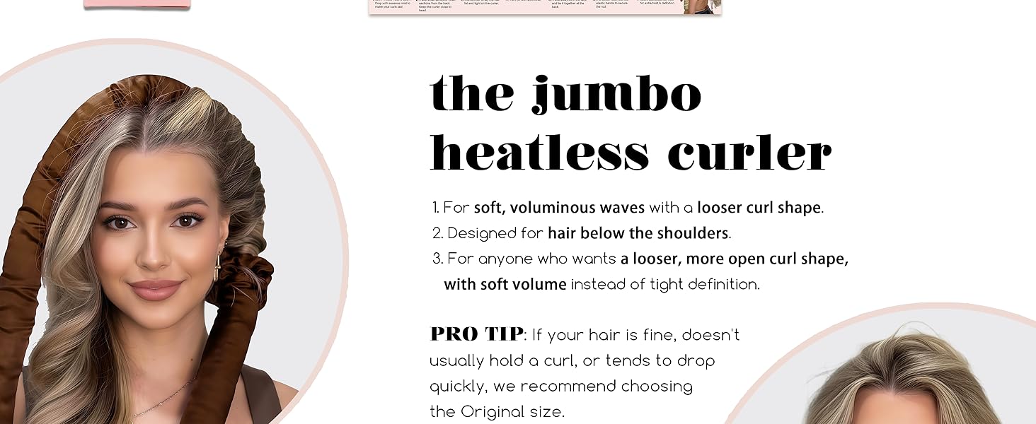 Satin XL Jumbo Hair Rollers for Overnight Curls - Heatless Curling Set With Headband and Soft Rollers, Heat Free Curls, Frizz-Free, Multiple colors Satin XL Jumbo Hair Rollers for Overnight Curls - Heatless Curling Set With Headband and Soft Rollers, Heat Free Curls, Frizz-Free, Multiple colors