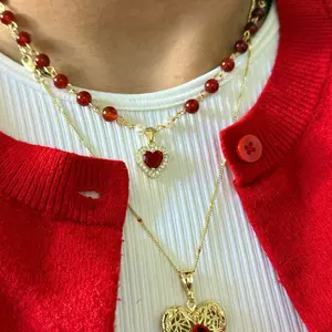 Amorcito Heart Carnelian Necklace for Confidence and Protection with Powerful Carnelian Crystal and Gold Plated Chain