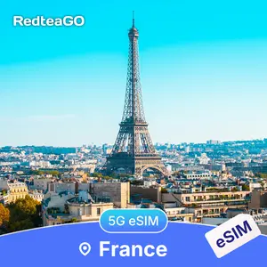 RedteaGO France eSIM Unlimited Data 5G | Instant Activation | No SIM Card Needed| Travel Data Plan | Instant Activation