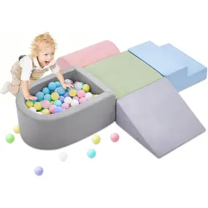 5-Piece Soft Foam Climbing Blocks Activity Play Set for Toddlers & Baby, Indoor Climbing Crawling Toys with Ball Pit, Balls not Included