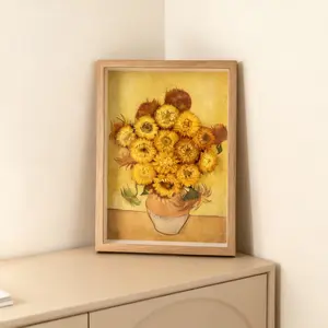 Van Gogh Sunflowers Preserved Flower Frame 12.4"x9.3" Aesthetic Room Decor with Real Dried Flowers & Vintage Vibes Perfect for Dark Corners Basic Style Shadow Box Frame