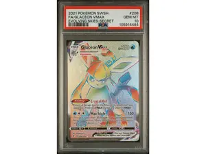 2021 Pokemon Sword and Shield Evolving Skies Secret Rare Glaceon Vmax #208 PSA 10