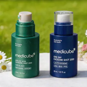 Medicube Dual Exosome Shot Serums, Azelaic Acid Niacinamide Serum Soothes Red Breakouts & Lacto Exosome AHA BHA PHA Serum Refines Clogged Pores for Oily Acne Skin