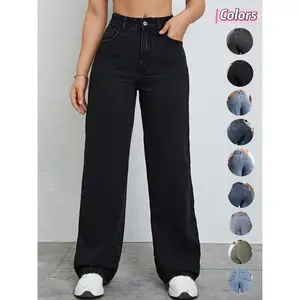 Women's Vintage Style Loose Fit Straight Leg Jeans, Casual Fitted Denim Jeans for Fall & Winter, Classic Boyfriend Look??gift?? Womenswear Bottom