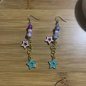 Beaded Star Earrings with Colorful Beads and Gold Chain Dangles for Stylish Accessory