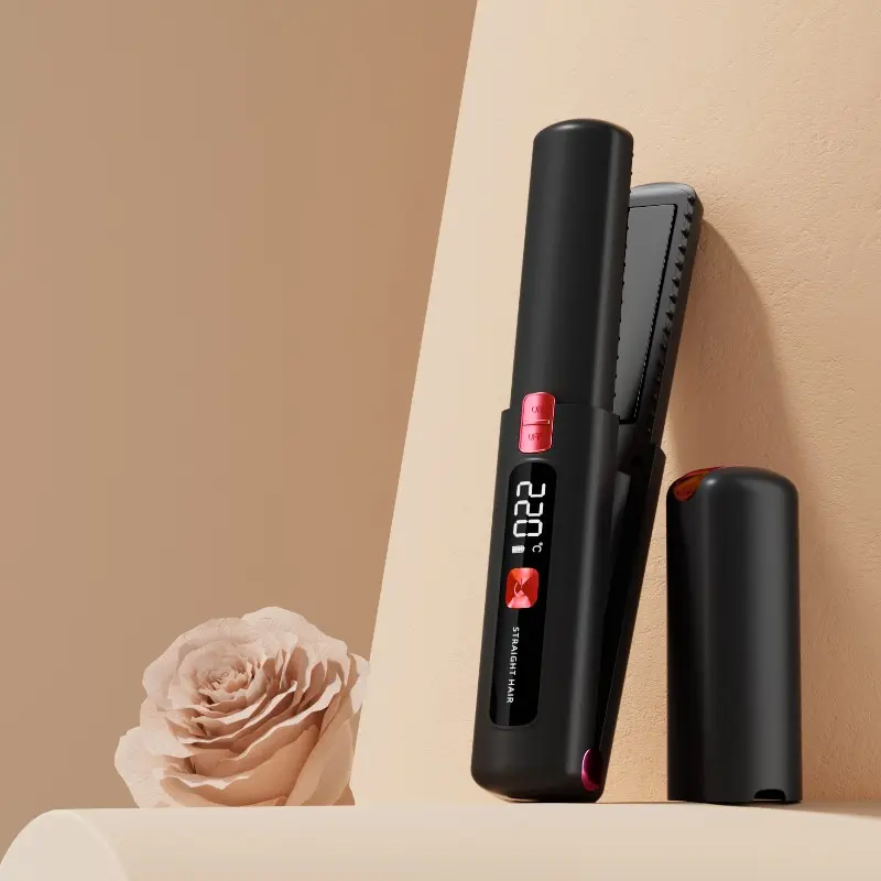 Portable Wireless Hair Straightener and Curler, Travel Hair Straightener, USB Rechargeable 4500mah Battery, Anti-Scald Design, Ionic Hair Care, LCD Display, Hair Styler, Hair Styling Tool, Cordless Styling