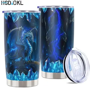 Halloween Gifts 20oz Insulated Stainless Steel Tumbler with Dragon Design - Keeps Drinks Hot/Cold, Fits Car Cup Holders - Halloween Gifts for Dragon Lovers (Friends, Family, Girlfriend, Brother)
