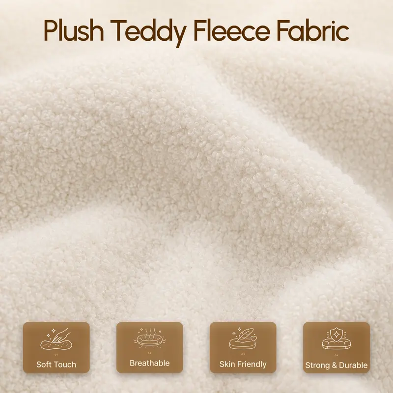 Close-up of CoziDesk plush teddy fleece fabric texture