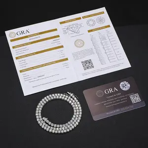 High-Quality VVS1 Moissanite Tennis Necklace S925 Sterling Silver Diamond Necklaces For Men Women Pass Diamonds Test Iced Out
