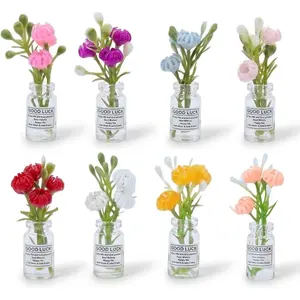 Cute Mini Vase Fridge Magnets,8PCS Funny Luminous Plant Flower Magnets for Fridge,Tiny 3D Plant Pot with Flowers Refrigerator Magnets Decor for Kitchen, Office, Locker, Gifts for Mom Women Men(Small)