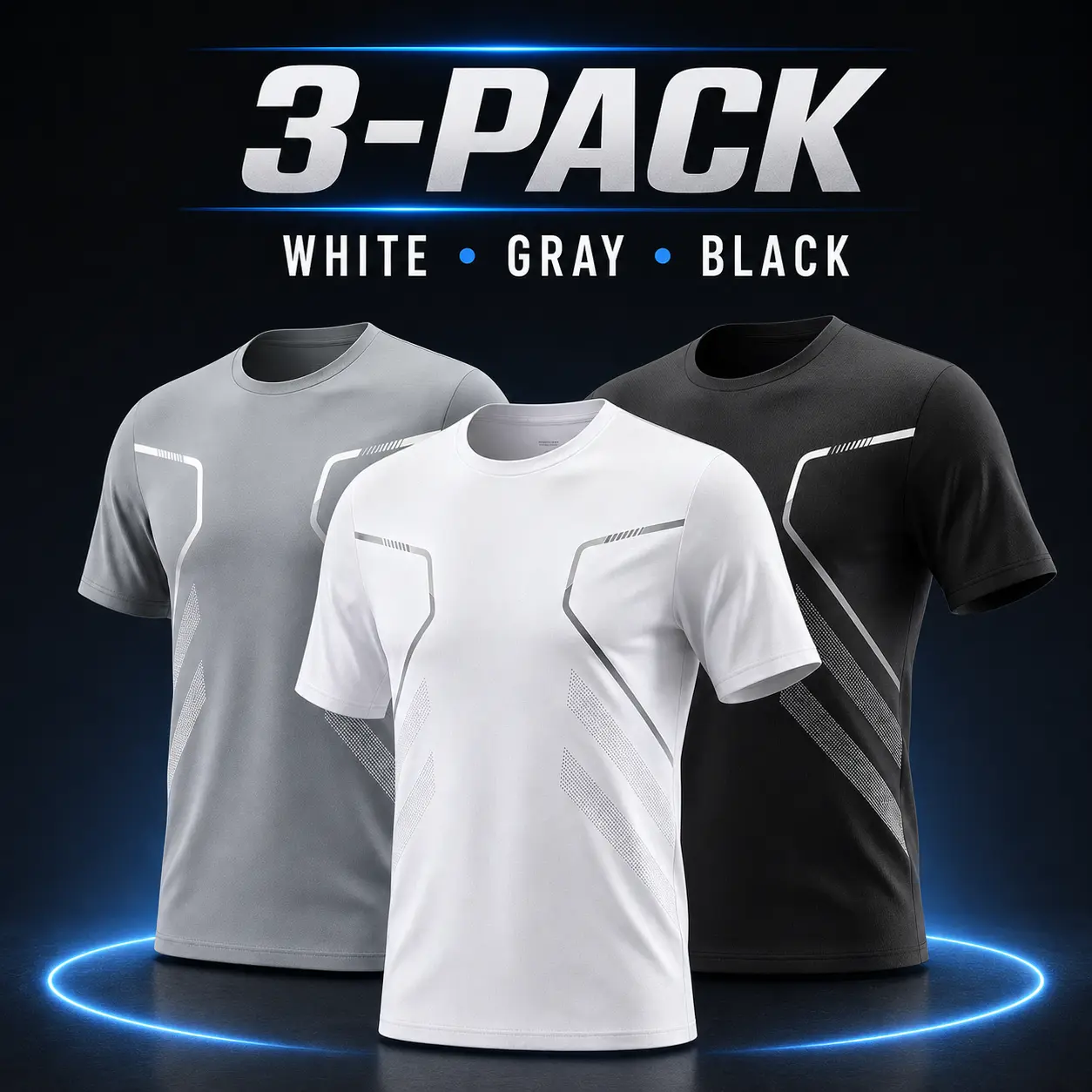 Men’s 3-Pack Dry Fit Athletic Crewneck Gym Tees - Moisture-Wick Polyester Short-Sleeve Workout Tops, Athleisure Quick Speed Dry Men’s Short-Sleeve T-Shirts, Crewneck Gym Tee