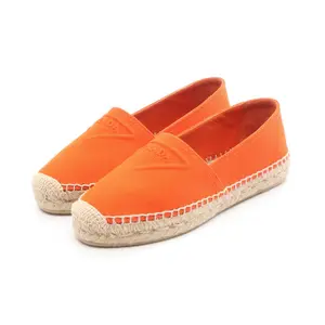 Pre-owned PRADA Canvas Small Leather Goods Embossed Logo Slip On Shoes