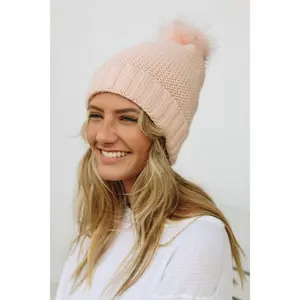 Pom Beanie with Faux Sherpa Lining