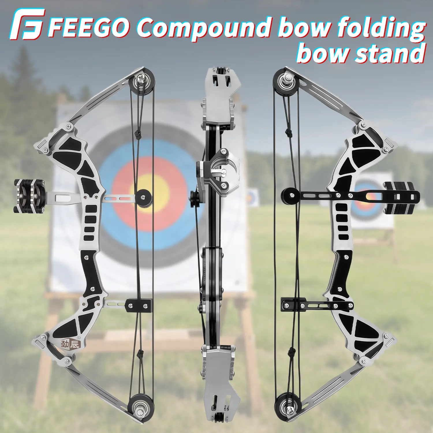 Feego 9.5-inch Stainless Steel Mini Compound Bow, Compact Archery Set for Beginners with 3:1 Reduction, Includes Arrows and Targets for Indoor Practice & Camping, Birthday, Bows, Durable, Right And Left Hands