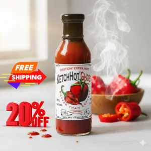 KetchHot Ghost Premium Ghost Pepper Spicy Ketchup Gourmet Hot & Tangy Tomato Sauce for Fries Burgers Snacks & Cooking Savory Flavor Dip