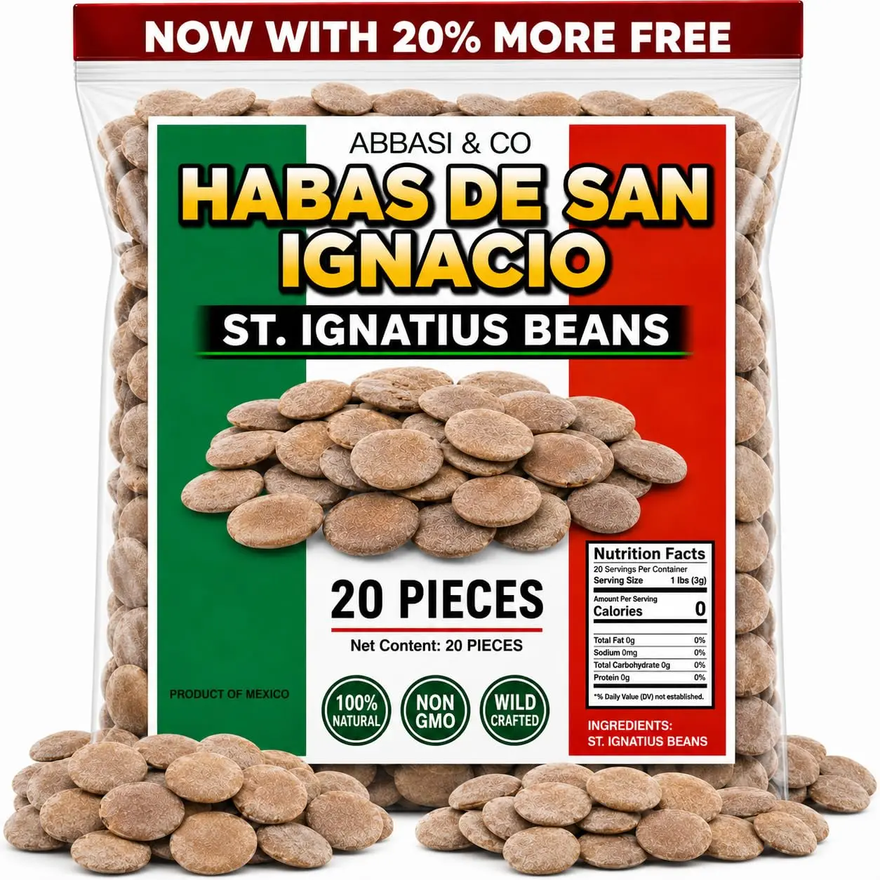 Habas De San Ignacio Saint Ignatius San Ignacio Bean Ignatious Bean St. Ignatius Beans (Strychnos ignatii) IMPORTED FROM MEXICO (20 BEANS)
