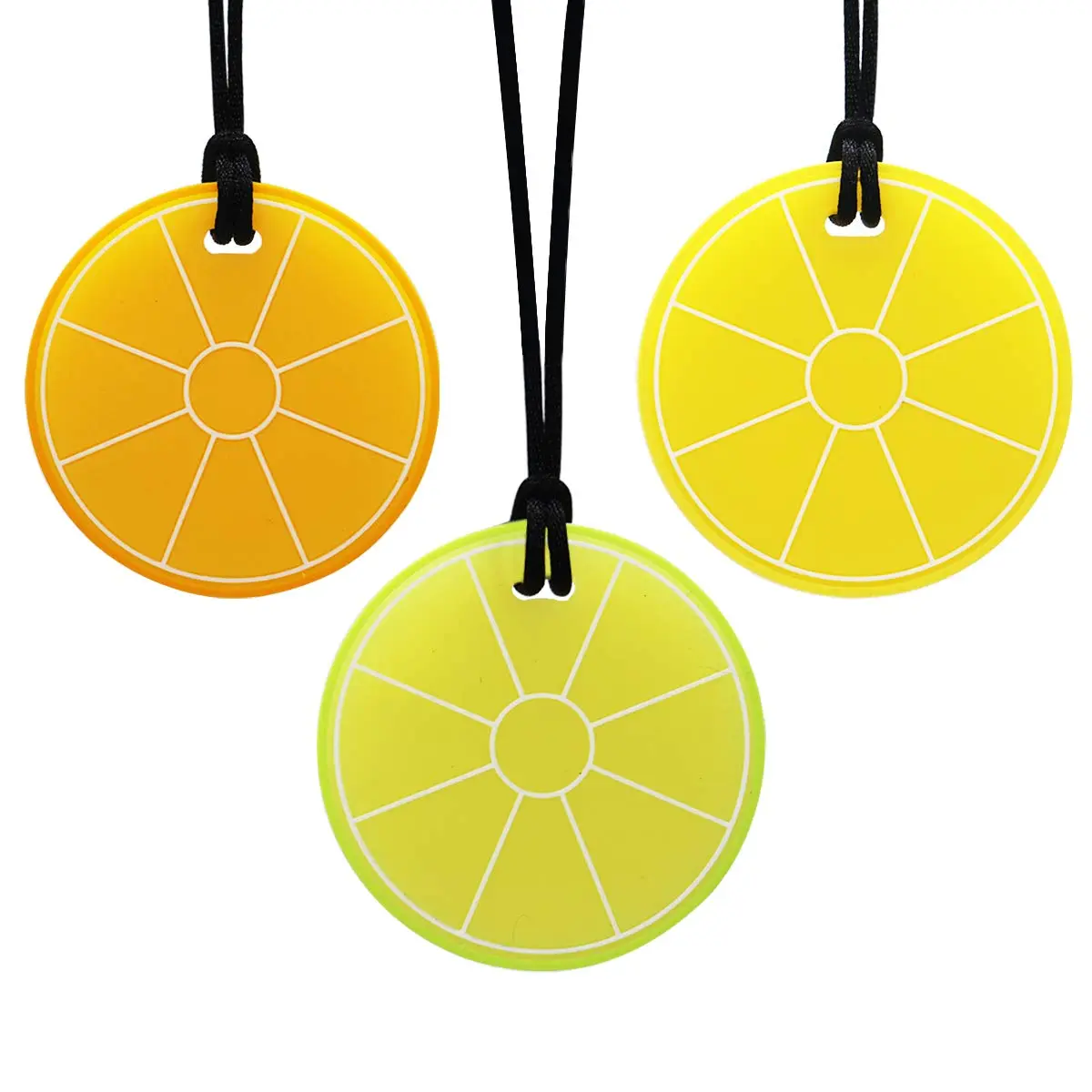 JNS46 Lemon Sensory Chew Necklace - Chewing Necklace Teething Necklace Teether Necklace for Kids, Boys Girls and Adults - Designed for Chewing, Autism Sensory Teether  (3 Pack)