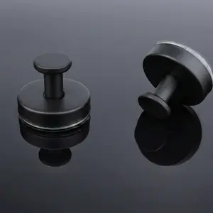 Heavy Duty Suction Cup Hooks 2 Pack for Bathroom – Matte Black Stainless Steel No Drill Waterproof Vacuum Wall Hooks