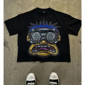 Tshirt Big Head Cartoon Print Cotton Oversized Y2K Goth Hip Hop Harajuku Streetwear Fashion Daily Wear Party For Men Women Couple Trendy Top