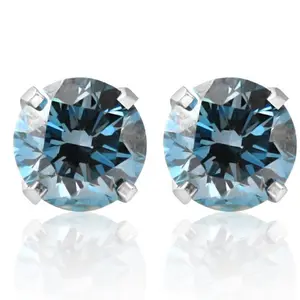 3/4Ct Blue Diamond Studs in 14k White Gold Lab Grown