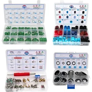 4 Set  A/C Repair Kit,270pcs O-Ring Seals Kit+102PCS A/C Valve Core Kit+77pcs  Port Dust Caps+45pcs Compressor Gasket Seals(494PCS)