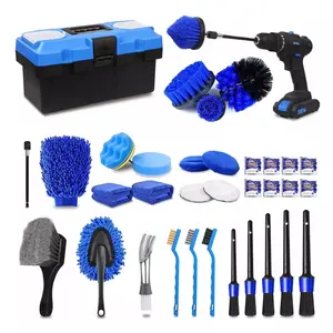 35 car detail kit, car detail brush set, car detail brush set Car detail brush, car wash kit, car accessories, car cleaning tool kit, suitable for interior, exterior, wheels
