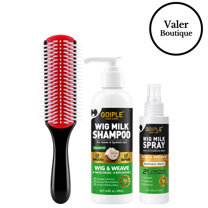 Wig Shampoo for Synthetic Wigs & Wig Milk Spray for Synthetic Hair, Detangle and Anti-Frizz, Cleansing-Inspired Care for Daily Use Conditioner Haircare Cleansing Cleanser