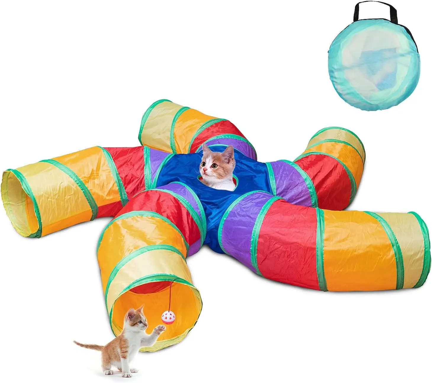 Cat Tunnel for Indoor Cats, S-Shaped Folded Cat Play , Durable Interactive Peephole Pet Tunnel for Cat Kitten Puppy Rabbit
