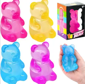 1/4 Counts Gummy Bear Sensory Fidget Toys with Jelly-Like Filling, Squeeze Stress Relief Toys, Birthday Gifts, Gift Bag Stuffers