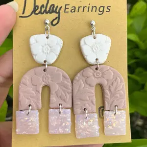 Opal Arches Statement Earrings - Super Lightweight Hook Earrings, Unique Polymer Clay Design, Waterproof & Durable, Perfect Gift
