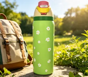 Owala 32oz Floral Design Vacuum Flask, Portable Drinkware with Yellow Straw, Tumbler for Bottled Beverages, Ideal for On-the-Go Hydration tiktokshopspringglowup