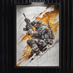 Tactical Soldier FPS Gamer Wall Art Poster - High-Definition Premium Canvas Print for Gaming Room Decor - Modern Military Graphic Design Home Office Wall Decor Gift for CoD and Battle Royale Fans