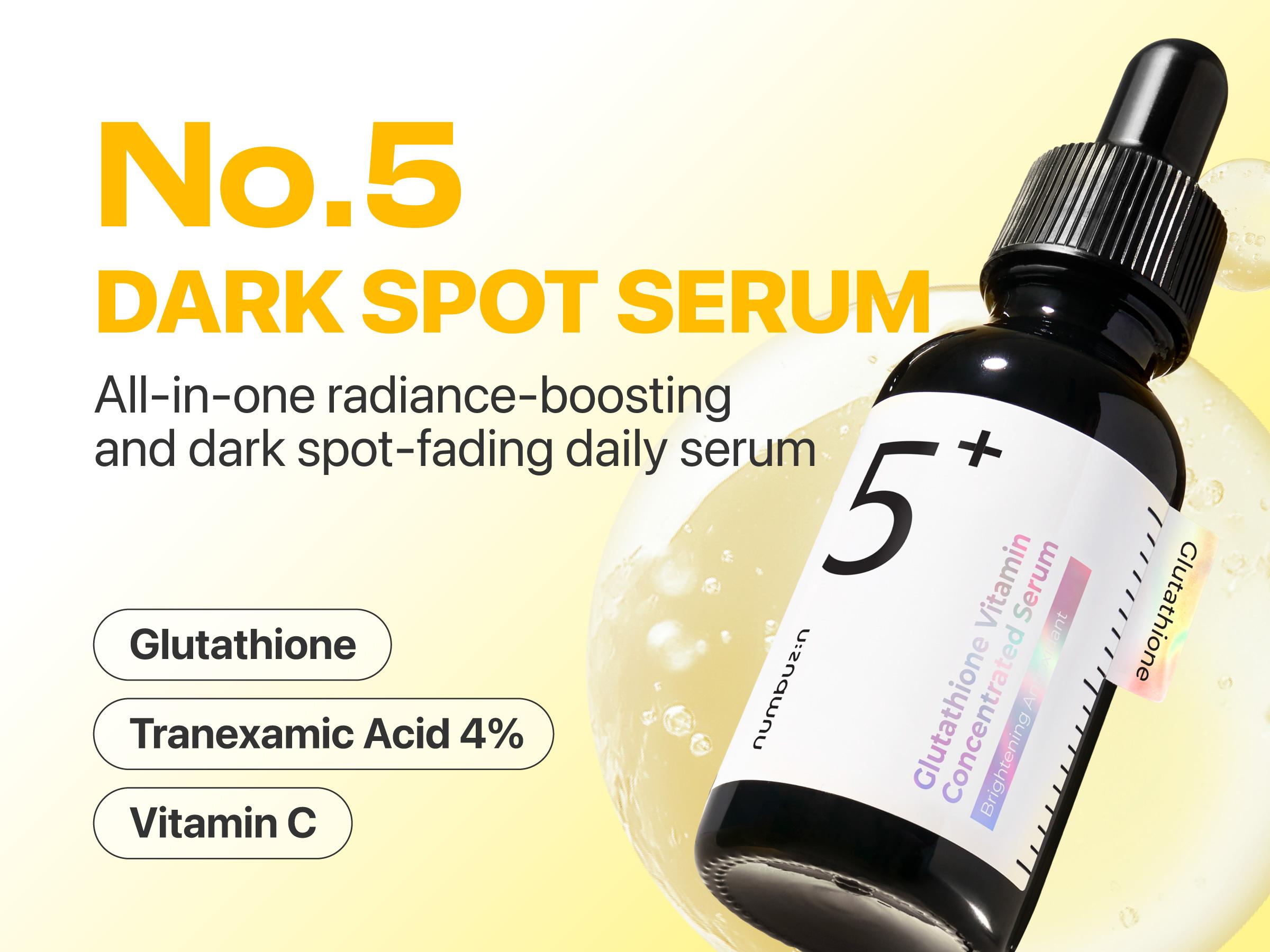 [numbuzin Official] No.5+ Spotless Glow Duo | No.5+ Serum + Toner Pads | Hyperpigmentation | Vitamin C, Niacinamide, Glutathione