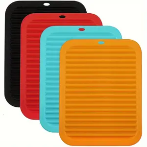 4 Piece Silicone Insulation Mats Set, Heat Resistant Pads for Hot Dishes and Hot Pot, Tabletop, Desk, Pot Pad, Spoon Holder, Small Dryer Mat