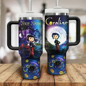 Essential Coraline Cartoon Custom Cup 40 oz Tumbler With Handle - In Stock