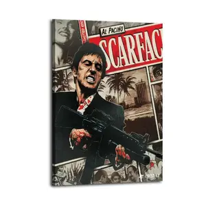 Scarface Movie Artistic Wall Decor, Waterproof Canvas Poster, Cute And Vibrant Poster for Bathroom, Living Room, Bedroom, Dorm, A Perfect Gift Idea for New Year Home Decor