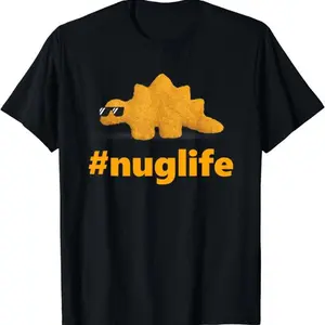 100% Cotton Cool Dino Graphic T-Shirt - Sunglasses Print, Rocking The Nuglife Vibe, Soft Comfortable, Machine Washable, Trendy Casual, Ideal for Dino Lovers