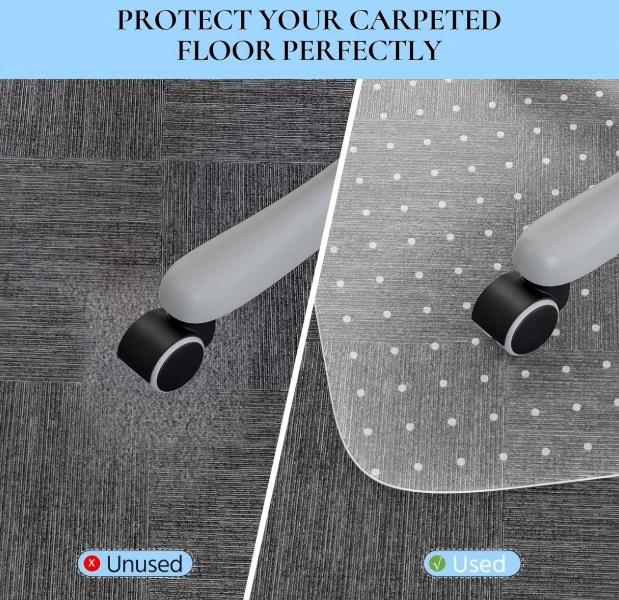 Clear Office Chair Mat for Carpet, 36x48 Inch Studded Carpet Protector Gasket, Heavy Duty Anti-Slip Floor Mat with Lip, Easy Glide for Low Pile Carpet, Home Office