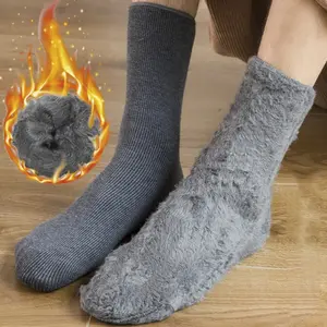 6Pairs Mix Random Men Winter Super Thick Warm Snow Socks Winter Plush And Thick Long Plush Cold Resistant Pure Cotton Men And Women Socks