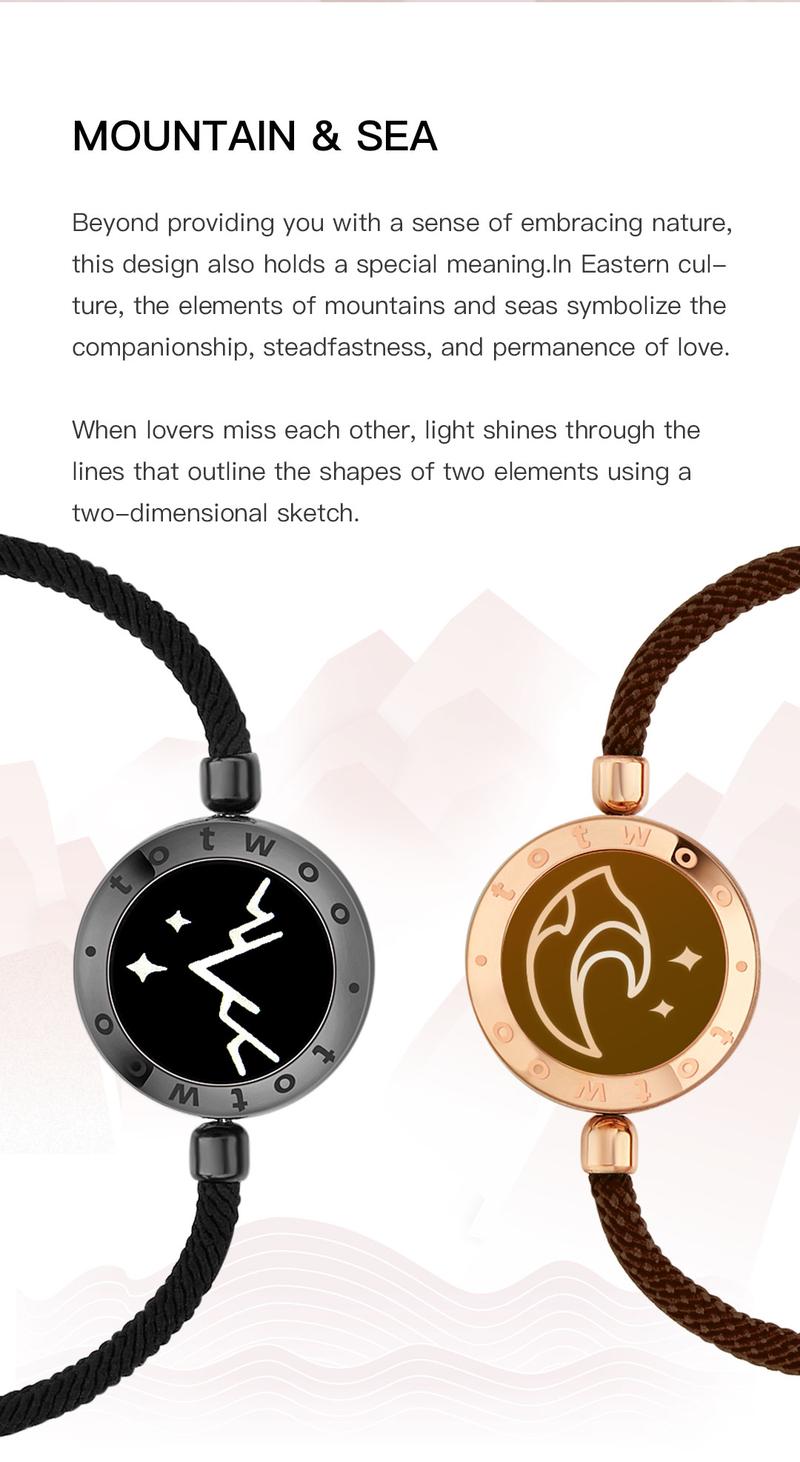 【emotional smart jewelry】totwoo Mountain&Sea  Long Distance Touch Bracelets  Functional Love Connect Gift For Boyfriend or Girlfriend or your Family