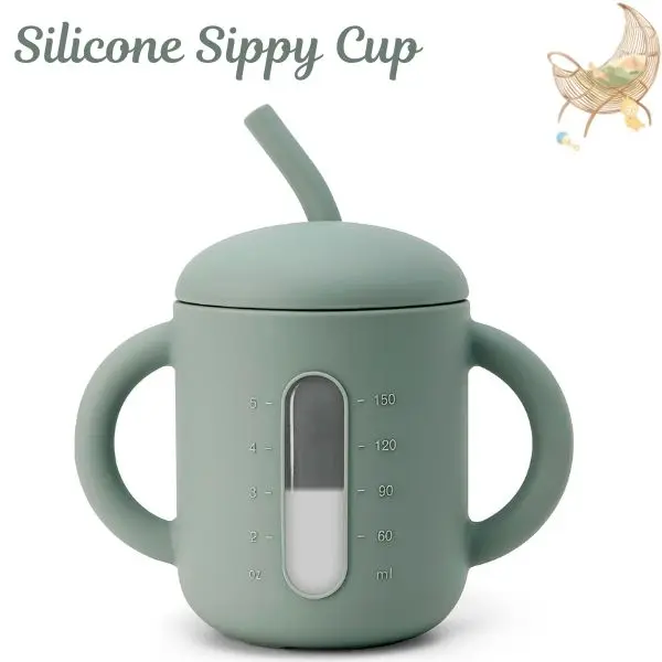 Silicone Sippy Cup for Babies & Toddlers, 6 oz Baby Straw Cup, Spill Proof Training Cup for Toddlers 1-3 Years